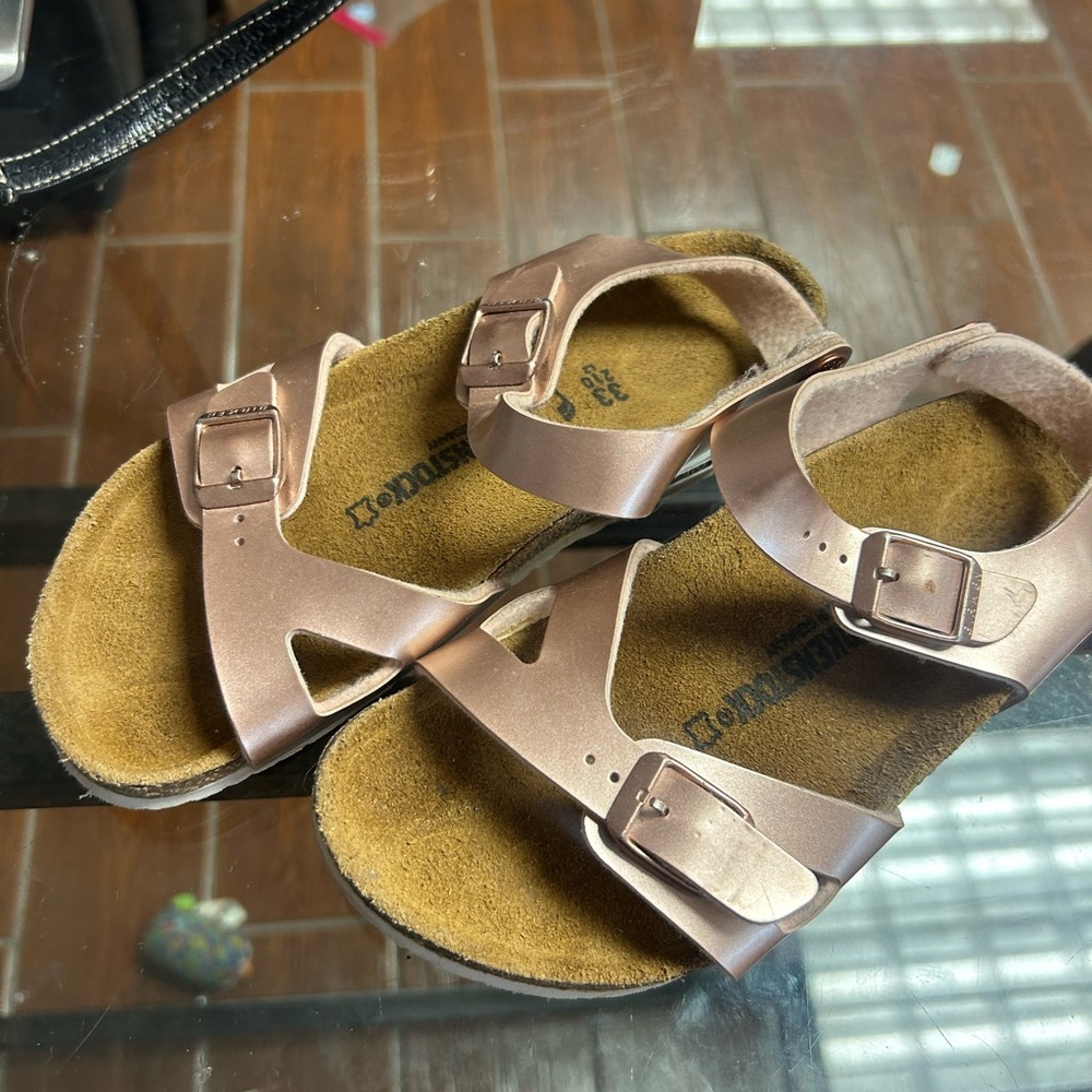 Birkenstock Kids Rose Gold Metallic Sandals